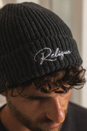 Signature Ribbed Beanie - Charcoal